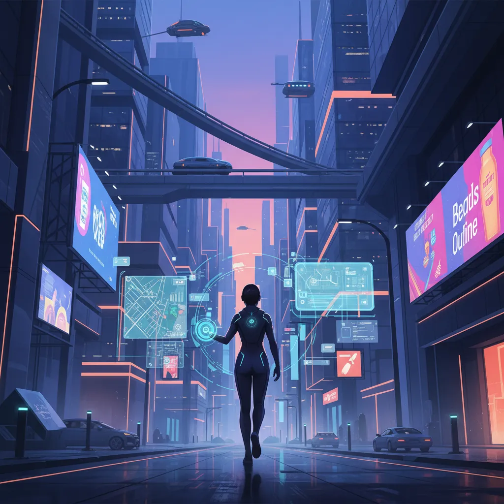 An illustration showing the evolution from smartphones to discreet, wearable AI assistants integrated into daily life.