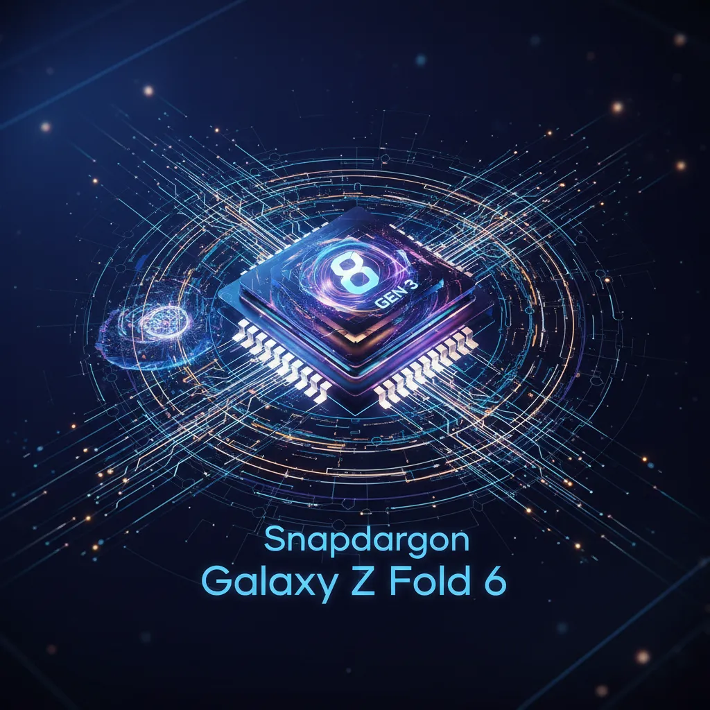An abstract visualization of the powerful Snapdragon 8 Gen 3 chipset inside the Galaxy Z Fold 6.