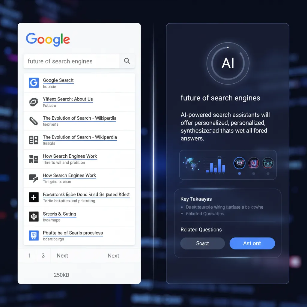 Side-by-side comparison of traditional Google search results and the new AI-powered search interface.