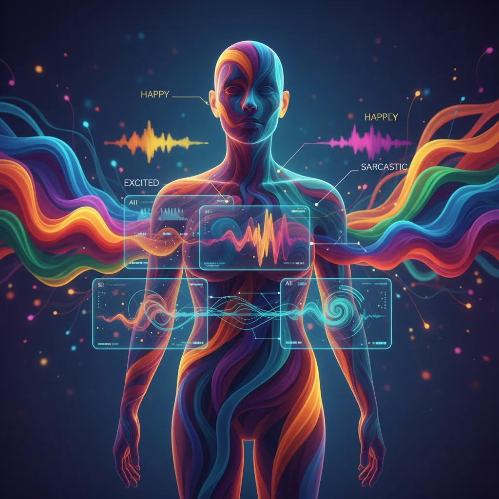 An abstract data visualization showing how GPT-4o can detect emotional nuance in a conversation.