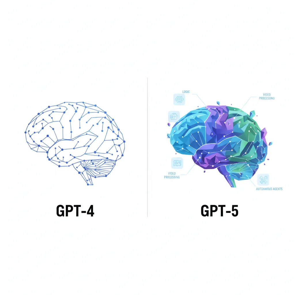 Infographic comparing the capabilities of GPT-4 versus the rumored advanced features of GPT-5.