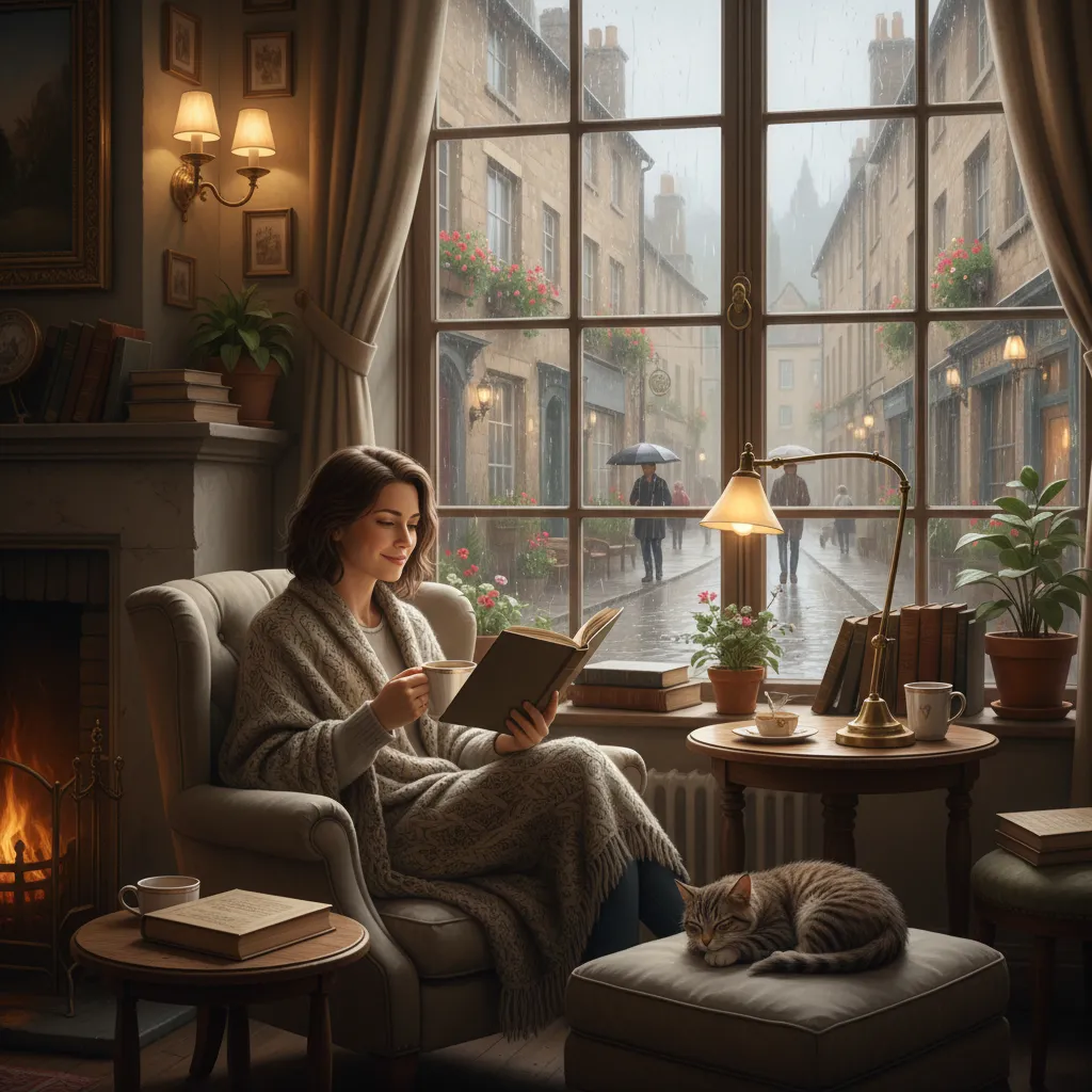 Traveler reflecting in a cozy guesthouse, symbolizing comfort and deep immersion in a local setting