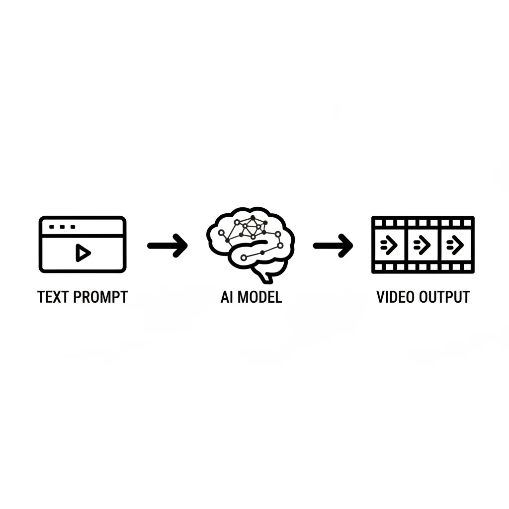 Diagram explaining the text-to-video AI generation process.