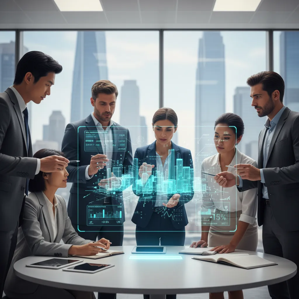 Investors analyzing real estate data with AI