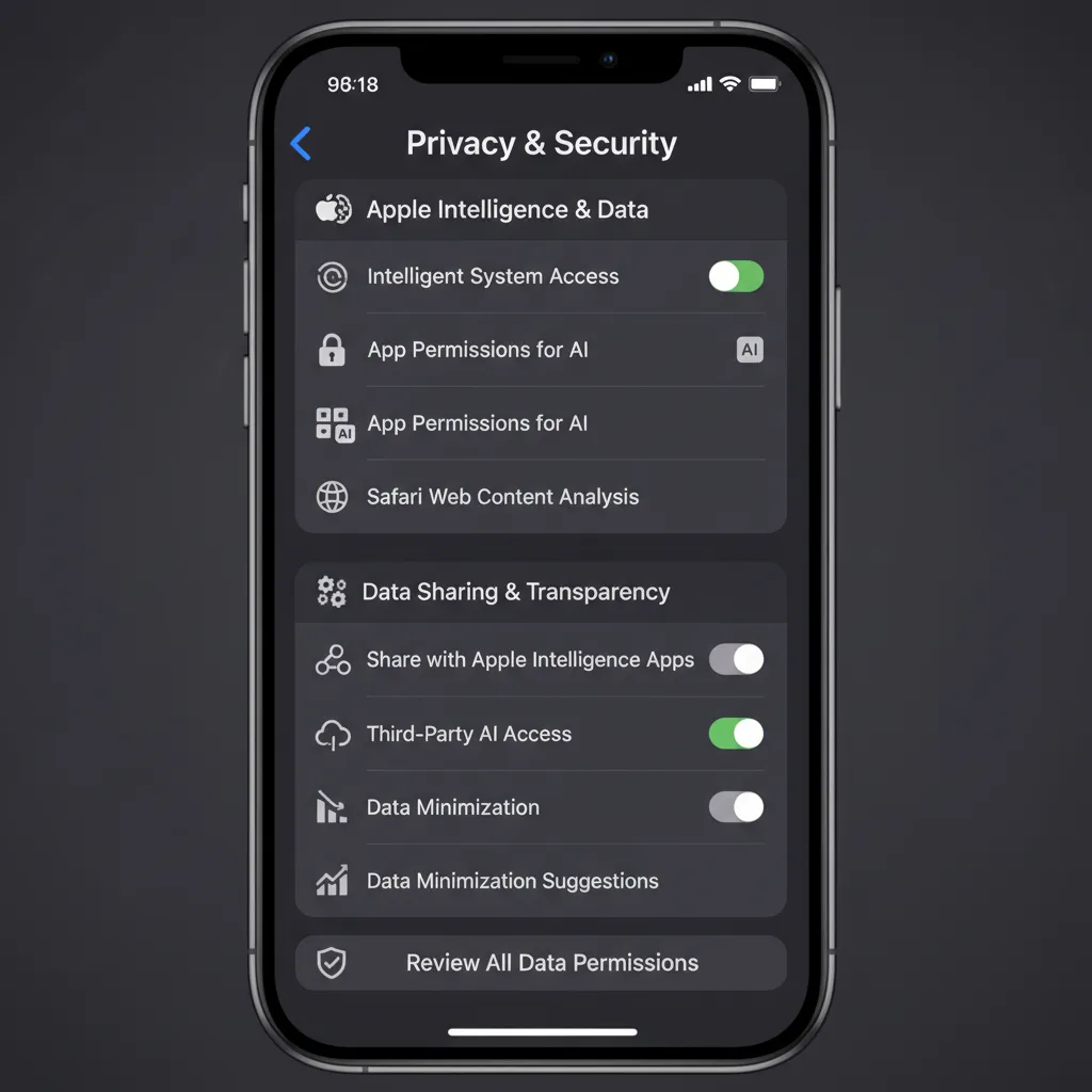 Screenshot of iOS 18 privacy settings related to Apple Intelligence