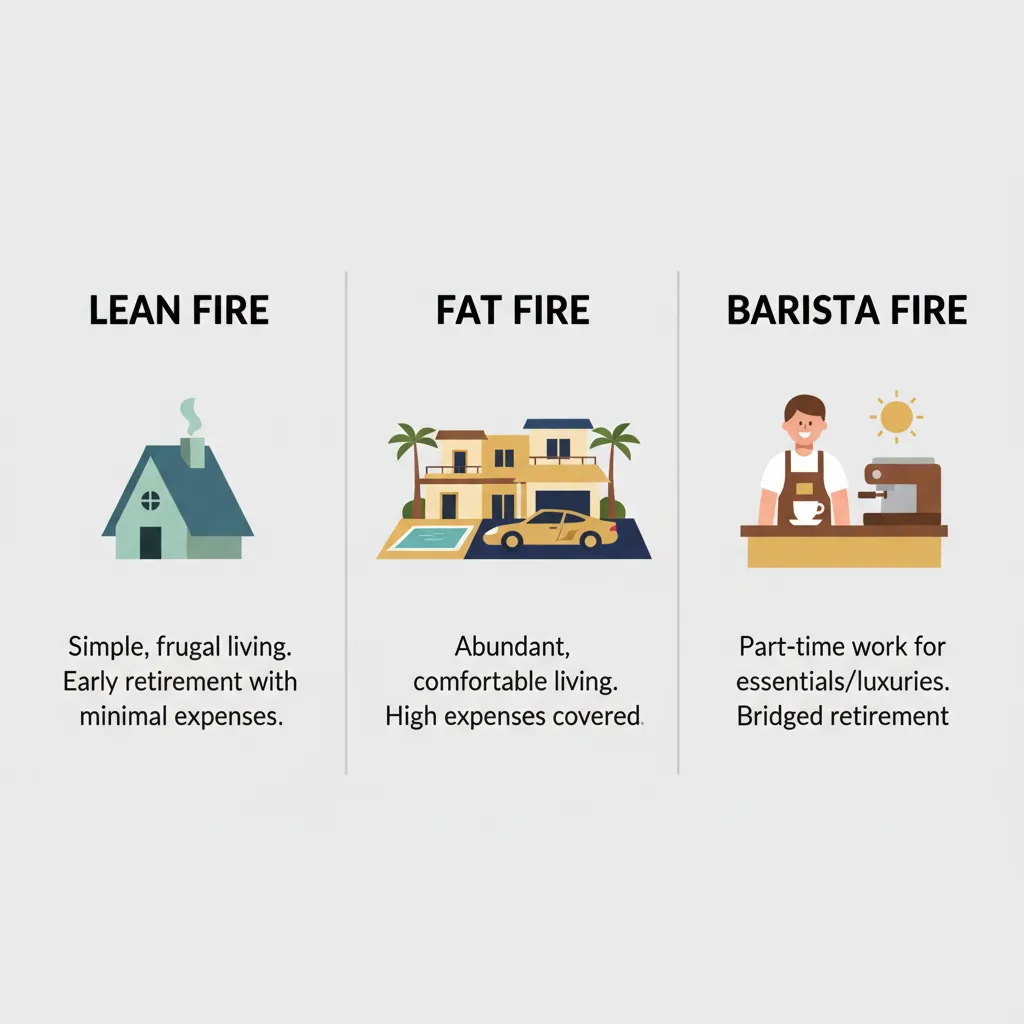 Infographic comparing Lean, Fat, and Barista FIRE