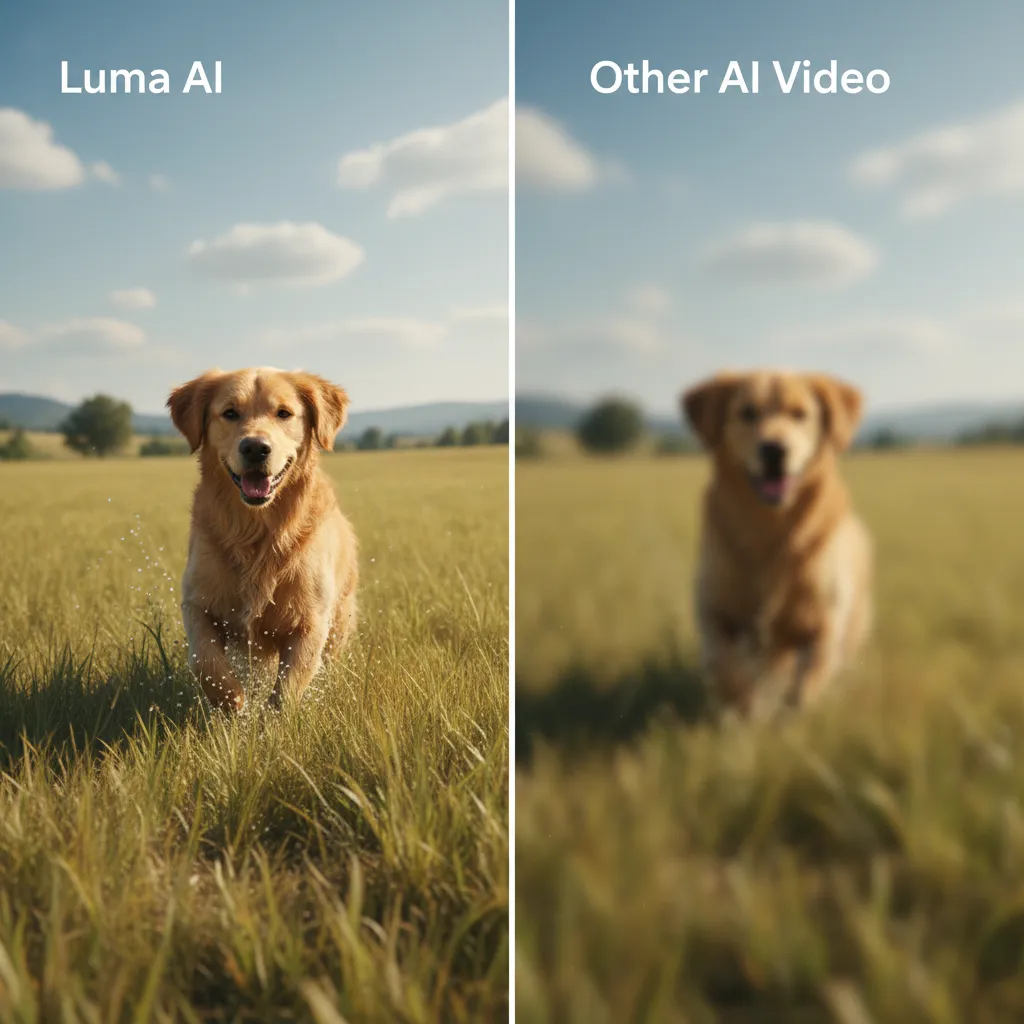 A side-by-side comparison of video quality between Luma Dream Machine and a generic competitor.