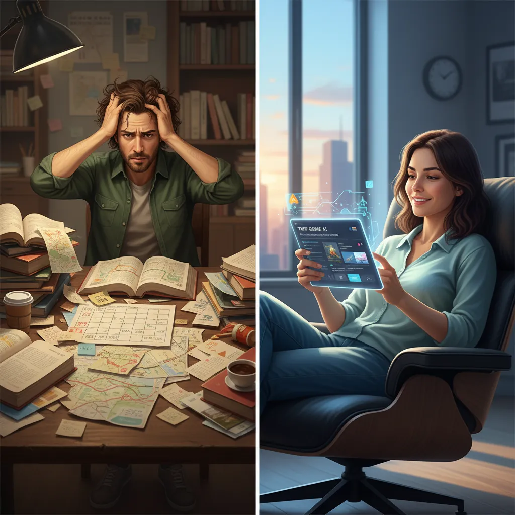 Comparison of manual travel planning vs AI-powered planning