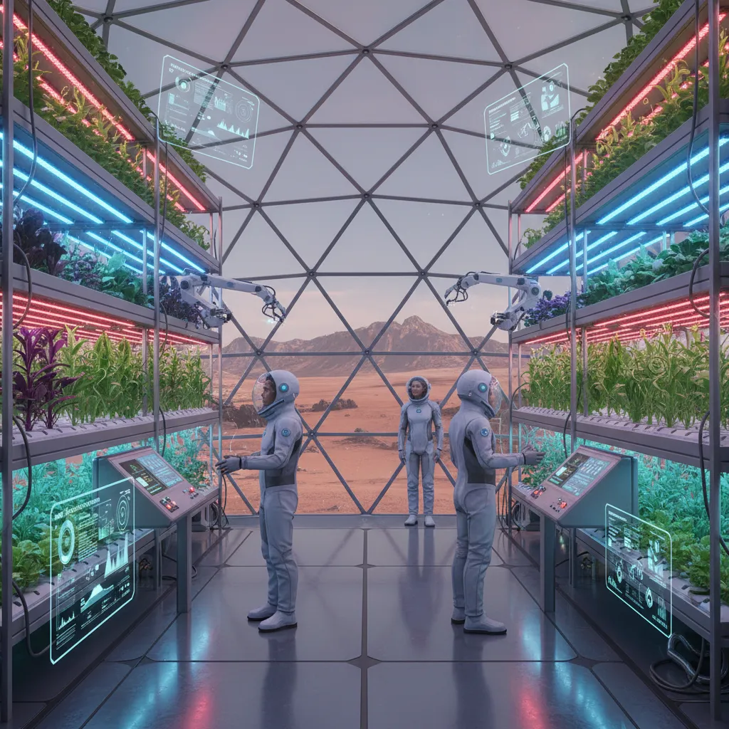 AI-controlled hydroponic farm on Mars