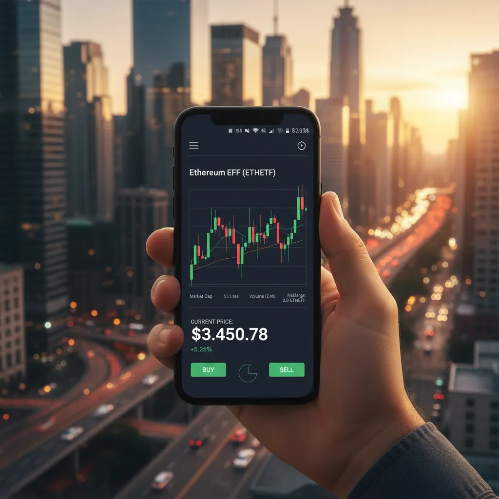 Hand holding smartphone with crypto ETF app