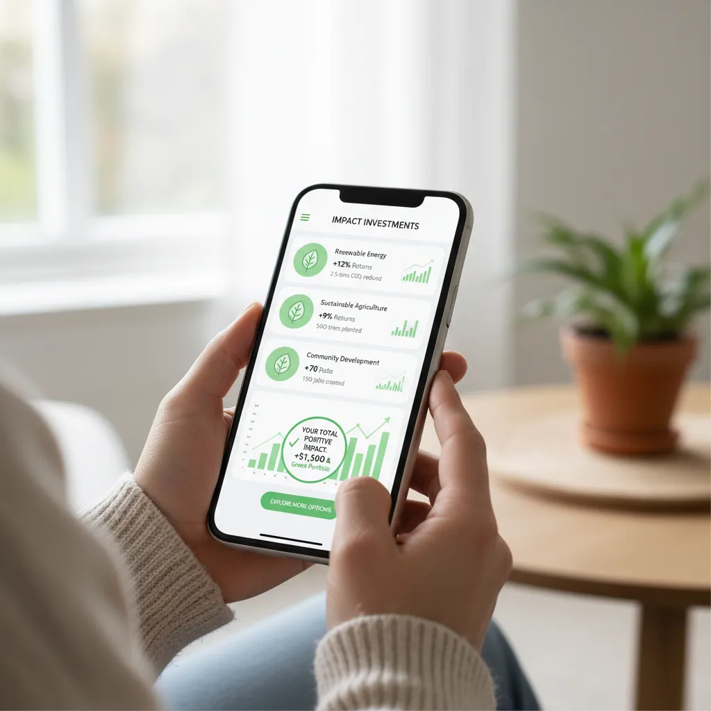 Person using a mobile impact investing app