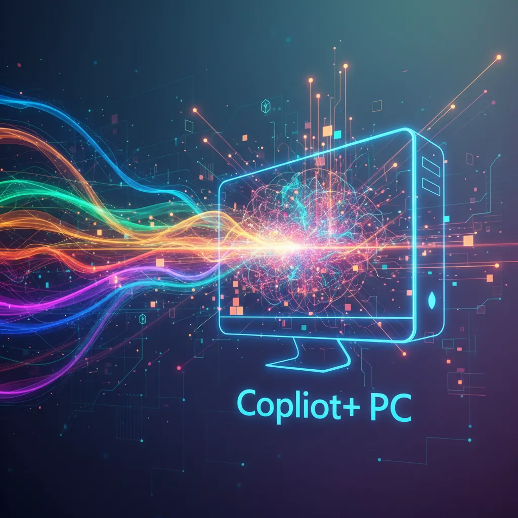 Abstract illustration of AI neural networks powering a Copilot+ PC