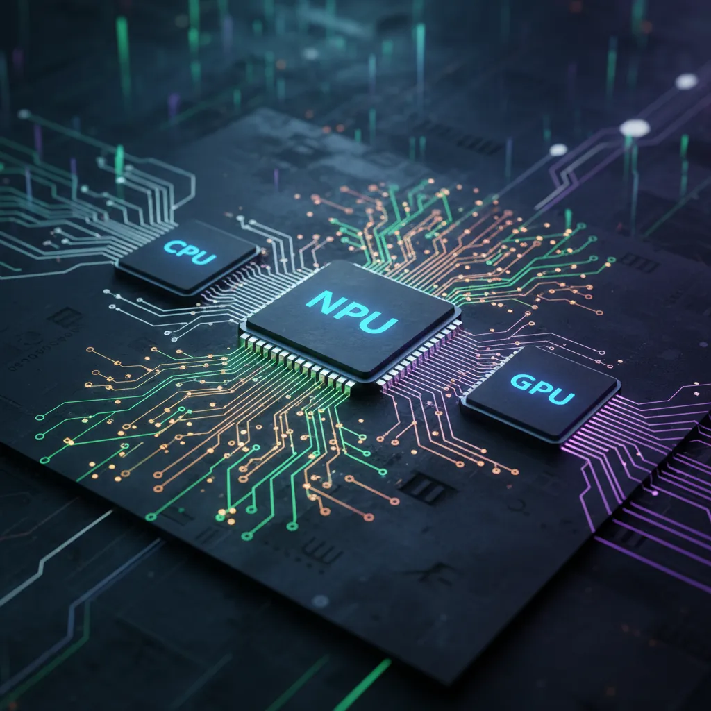 Diagram of a Neural Processing Unit (NPU) chip, the core component of an AI PC.