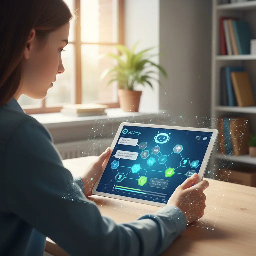 Student engaging with an AI adaptive learning platform