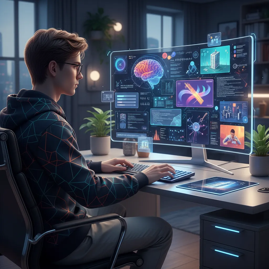 User interacting with personalized AI content on an AI PC