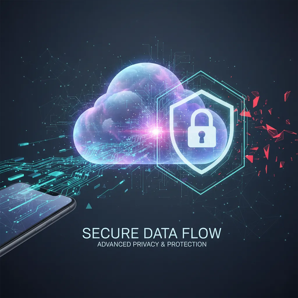 Secure data transfer to Private Cloud Compute with shield icon