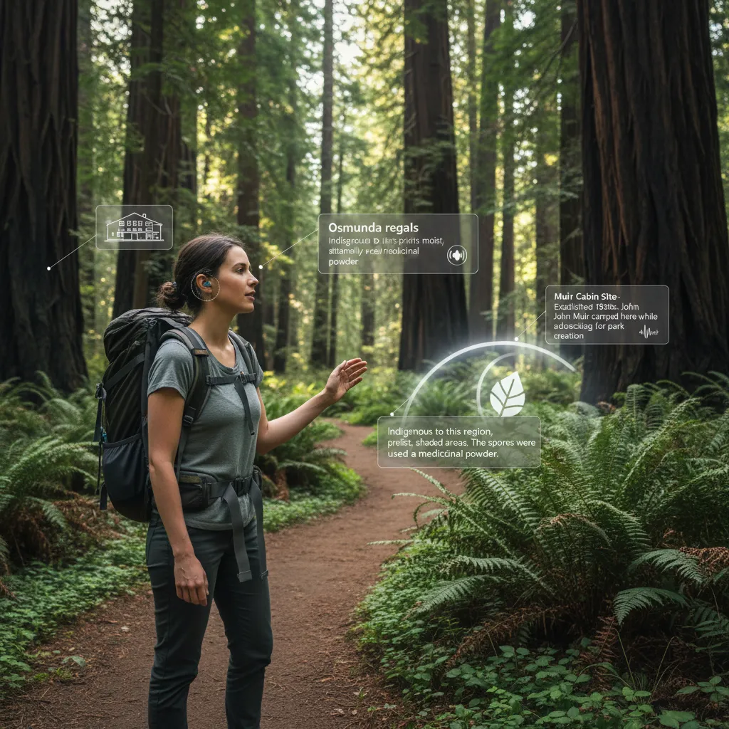 Person interacting with a proactive AI assistant outdoors