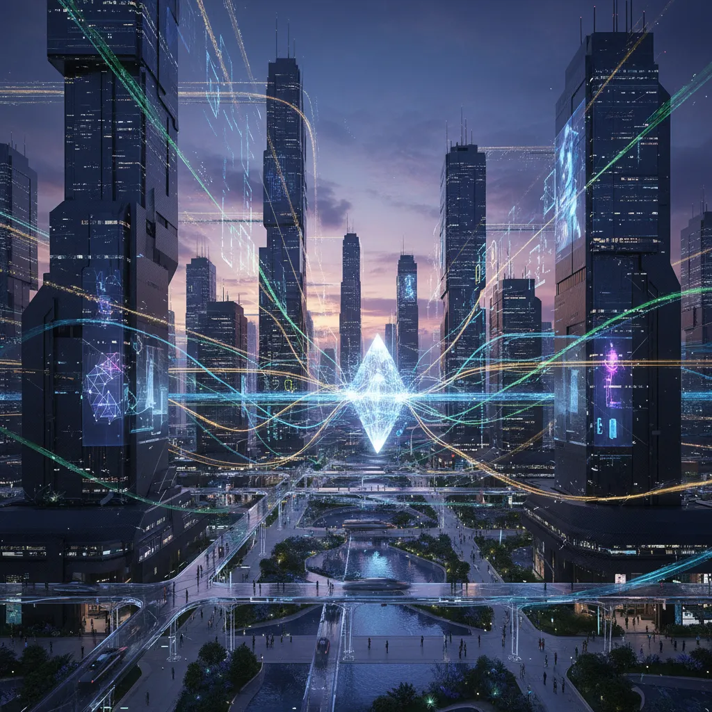 Futuristic cityscape illustrating the impact of quantum AI.