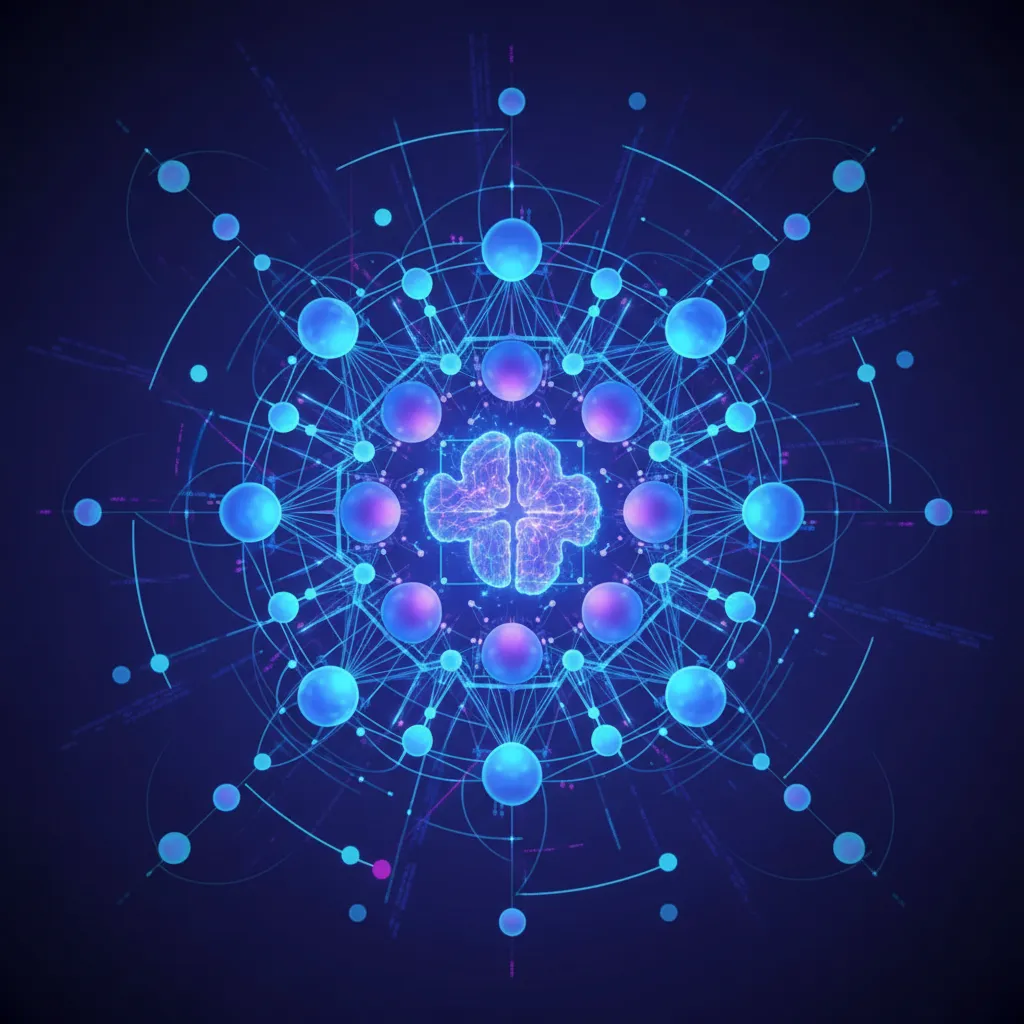 Illustration of a quantum processor with glowing qubits.