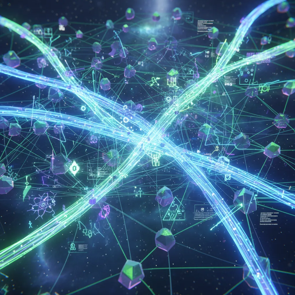 Abstract glowing quantum supply chain network