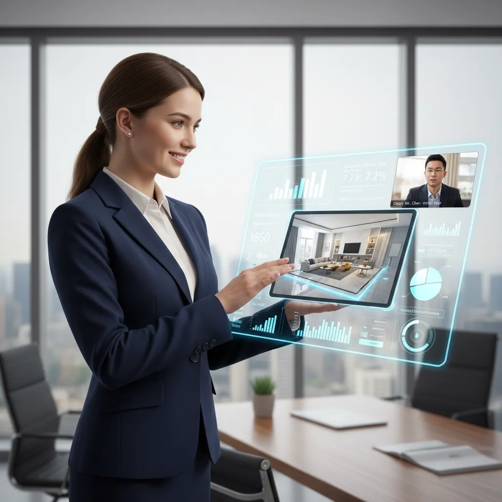Real estate agent using AI for virtual property tour