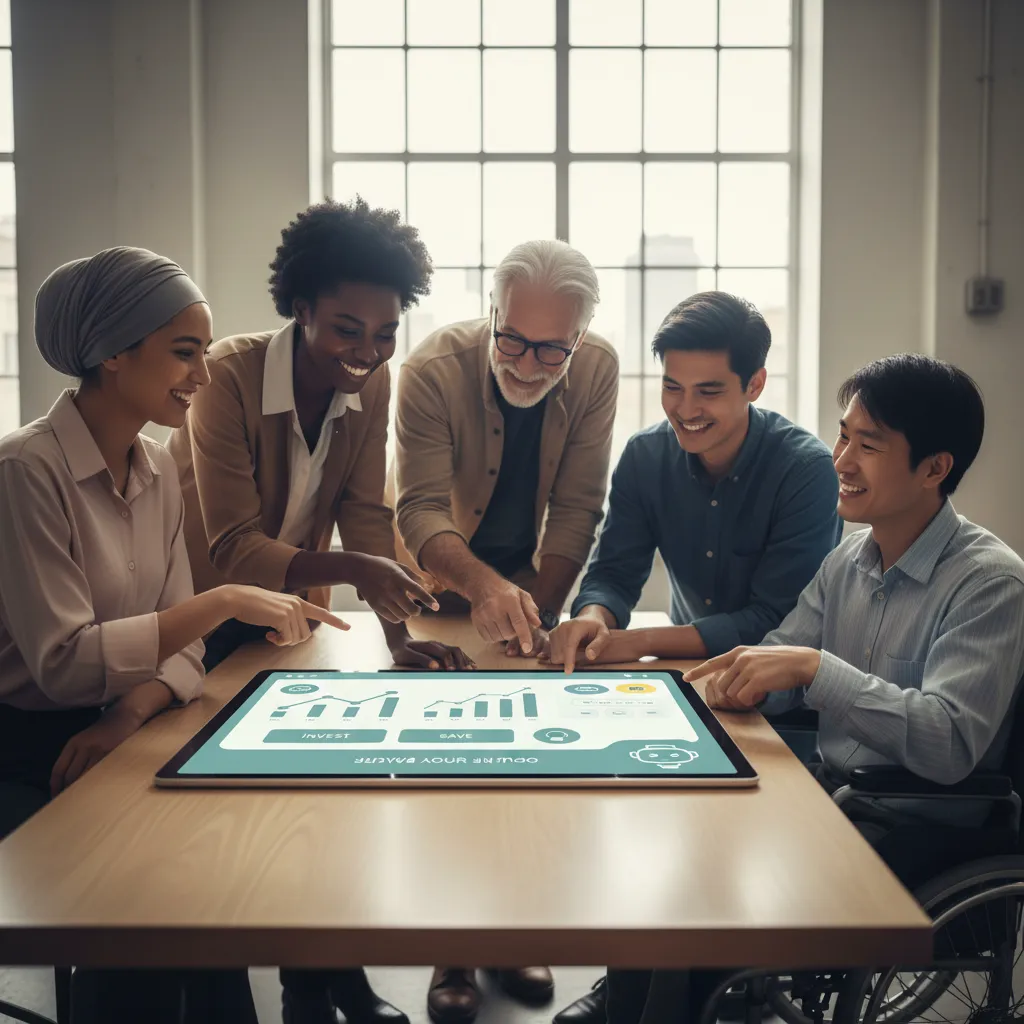 People using a robo-advisor app on a tablet