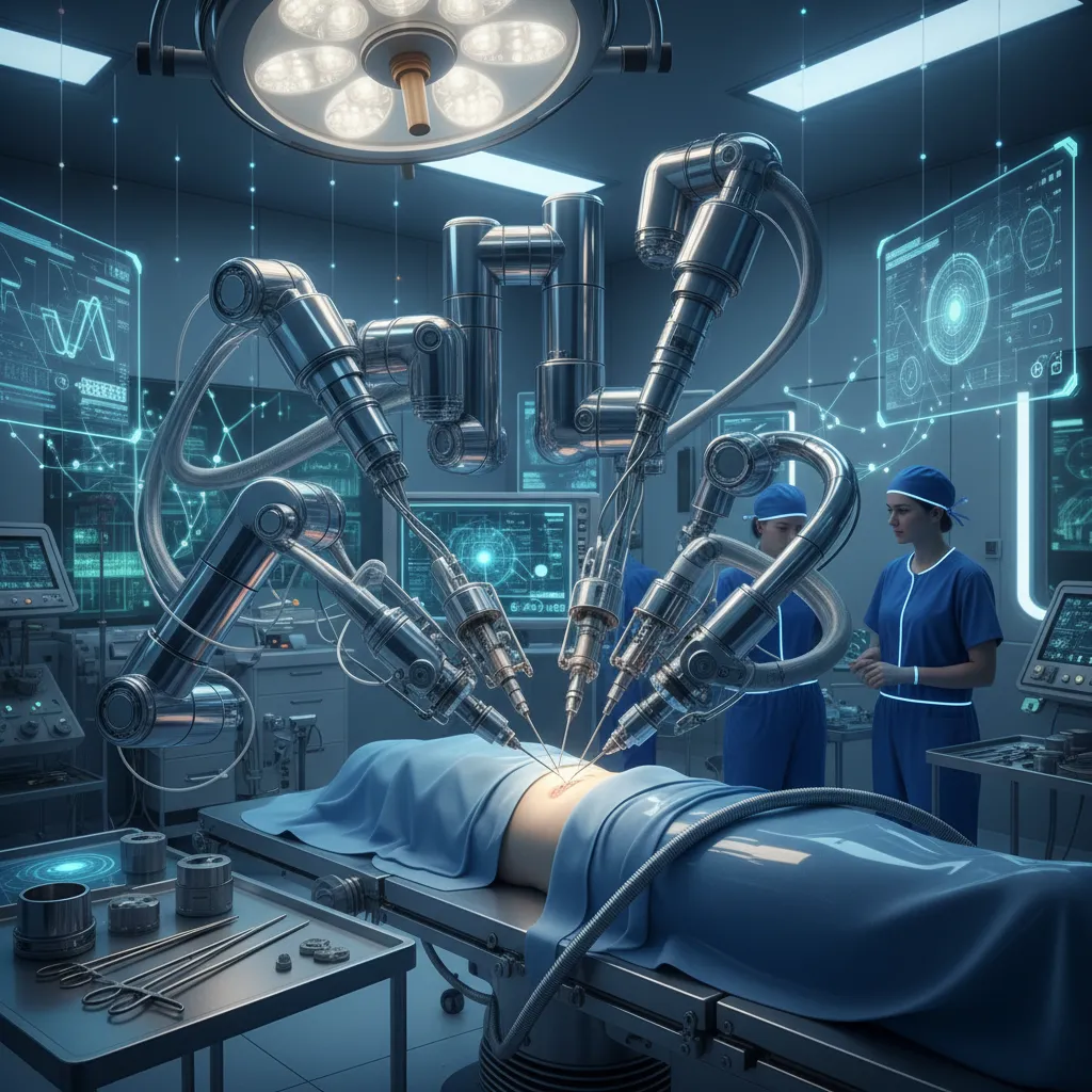 AI robot performing delicate surgery