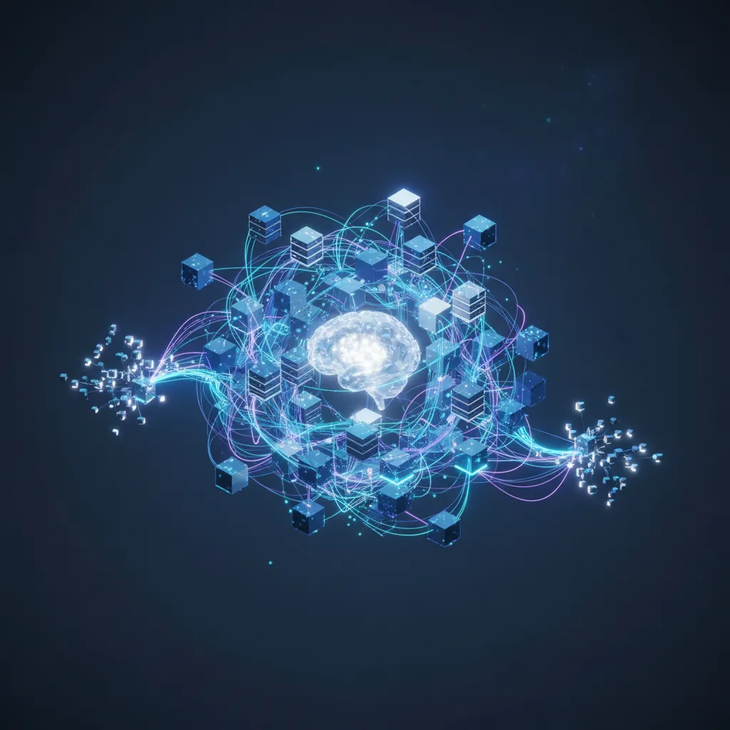 Interconnected edge devices forming a scalable distributed AI network.