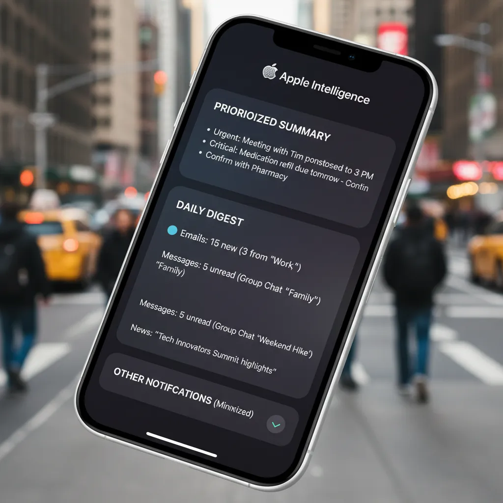 iPhone displaying smart notification summaries powered by AI