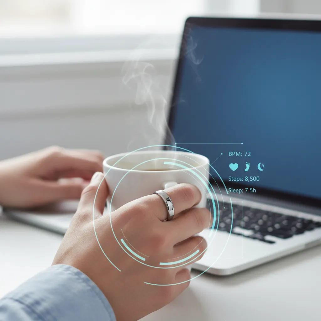 Smart ring being used in a daily routine