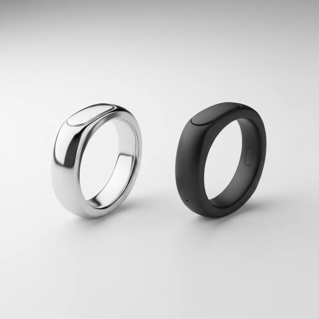 A side-by-side comparison of the Samsung Galaxy Ring and the Oura Ring, focusing on their design and comfort on a person's hand.