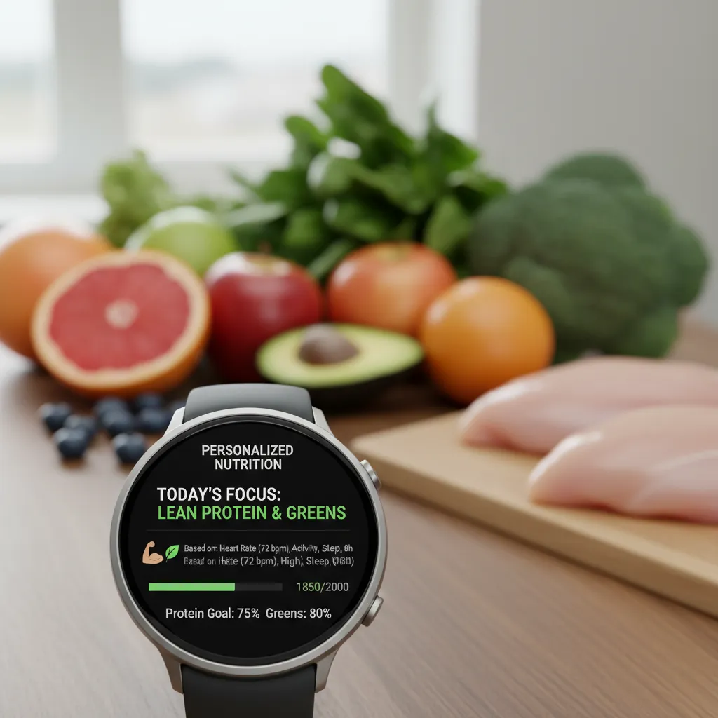 Smartwatch showing personalized diet recommendations