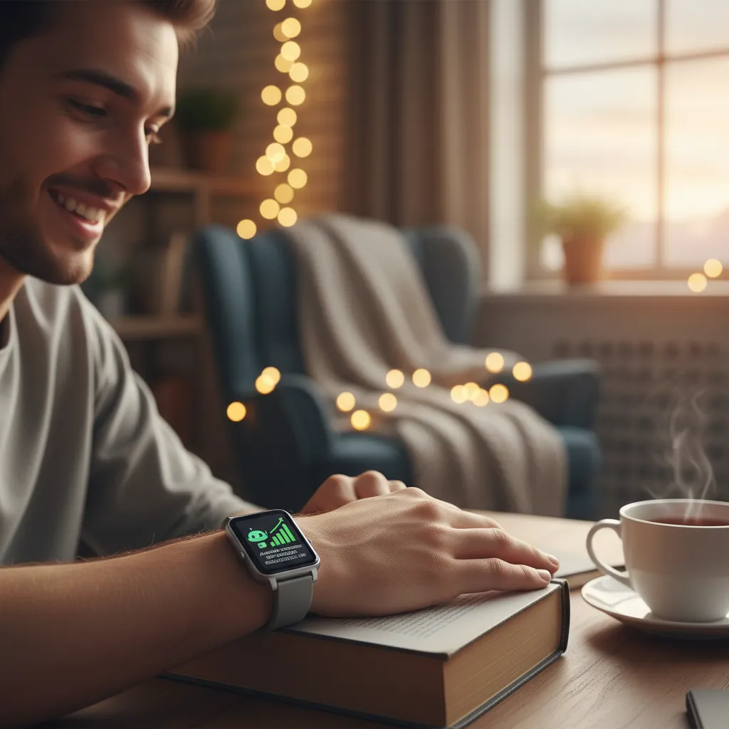 Student viewing AI academic progress on smartwatch