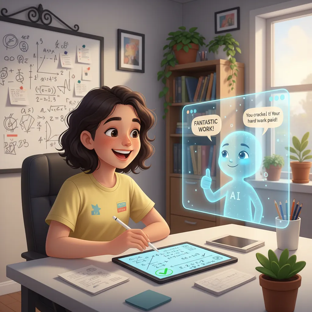 Student interacting positively with an AI tutor