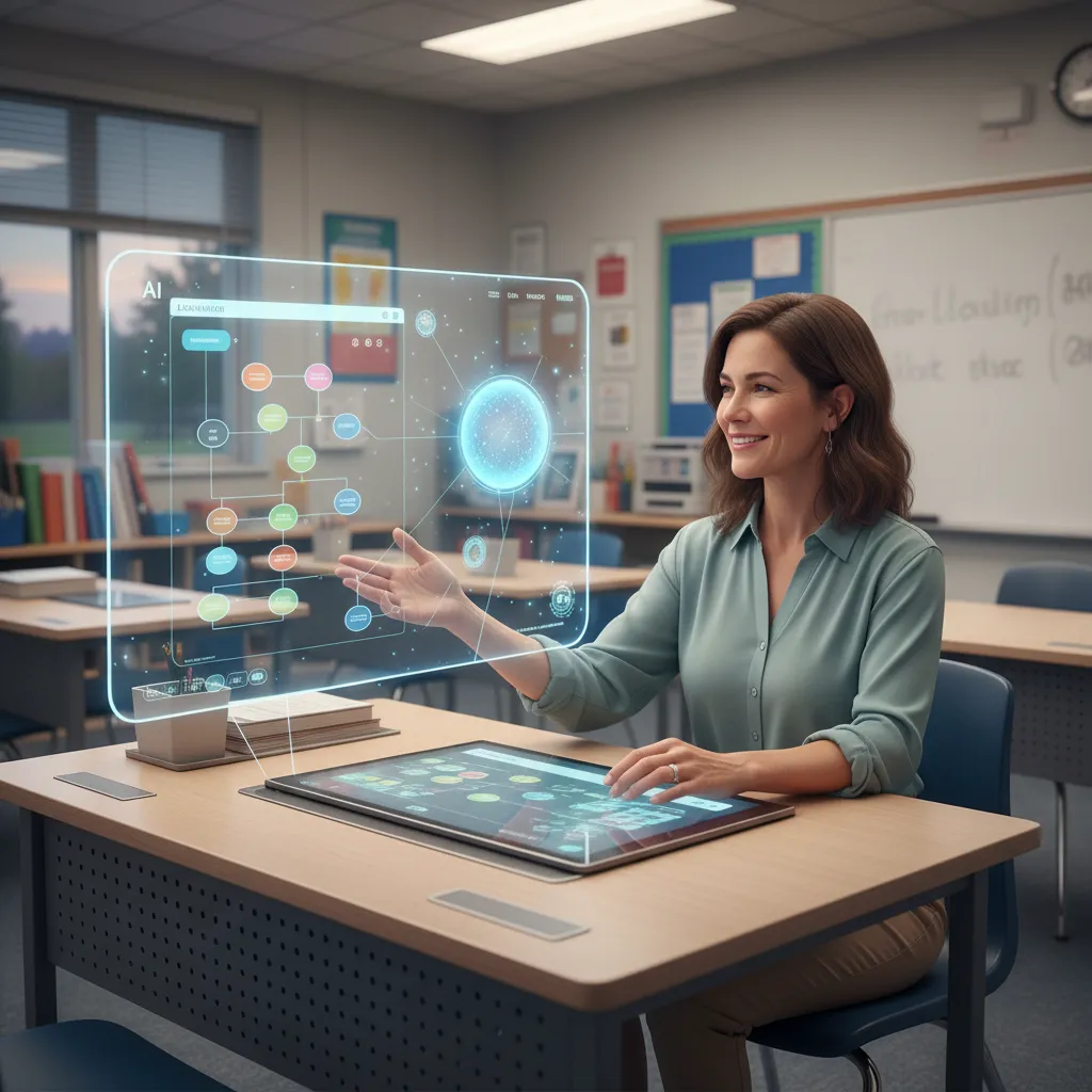 Teacher working with an AI assistant