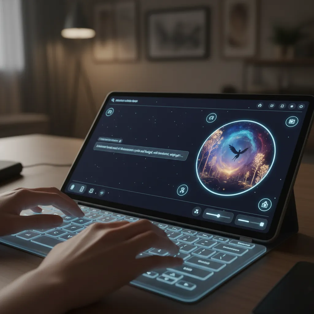 Hand typing prompt for AI image generation