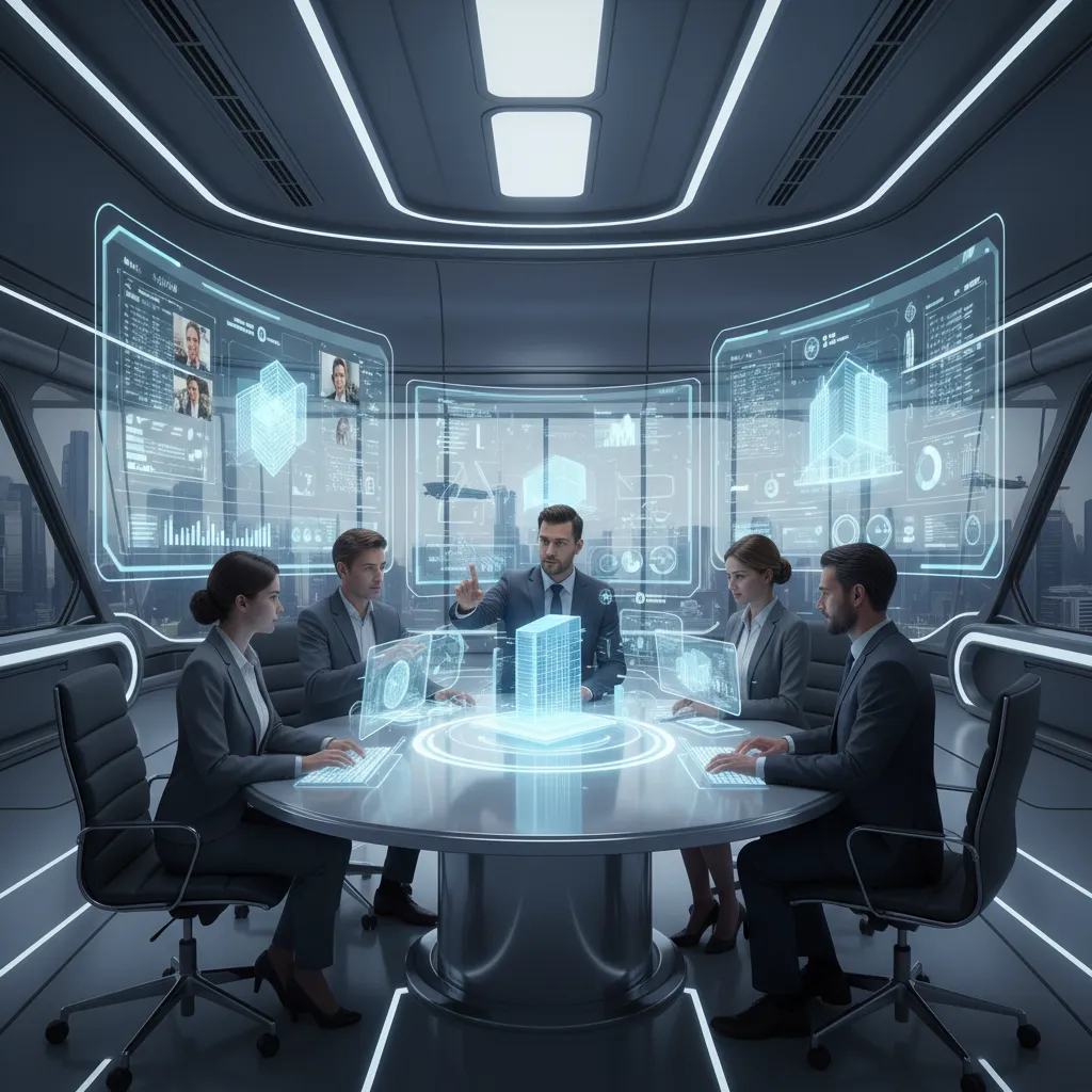 Colleagues collaborating in a virtual meeting space